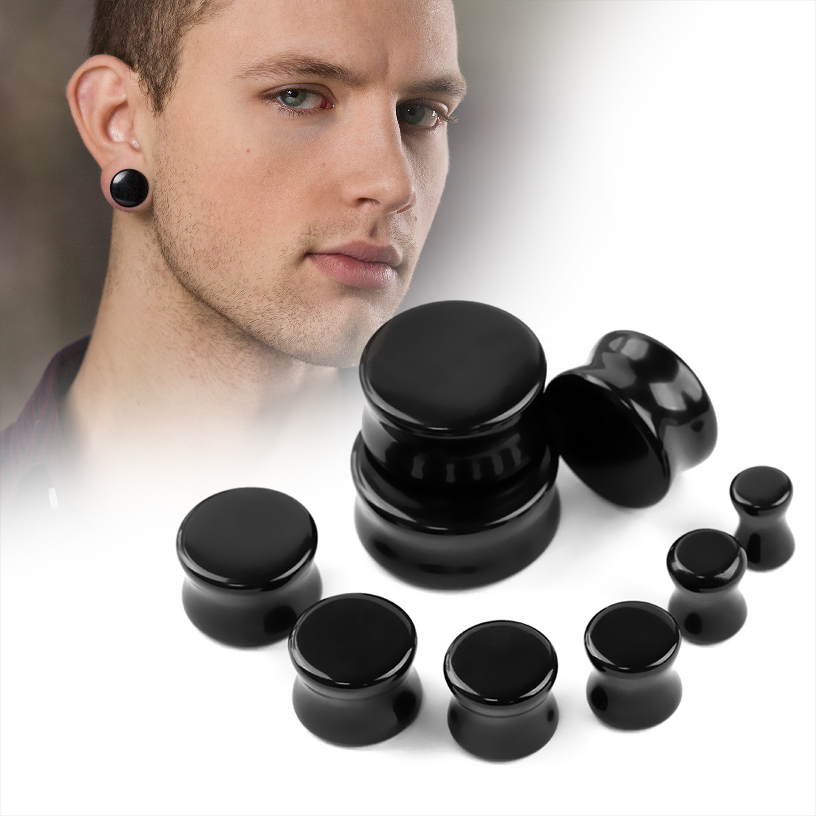 Wish Amazon обсидиановые затычки для ушей, серьги для хряща, пирсинг, бижутерия оптом, стильные и роскошные