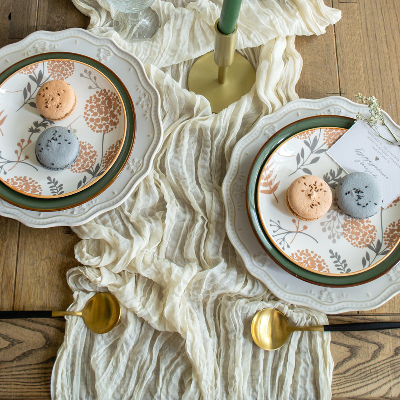 Bali Yarn Wrinkled Cloth Table Runner Bohemian Style Twist Crumpled Gauze Wedding Birthday Party Party Decoration Table Runner