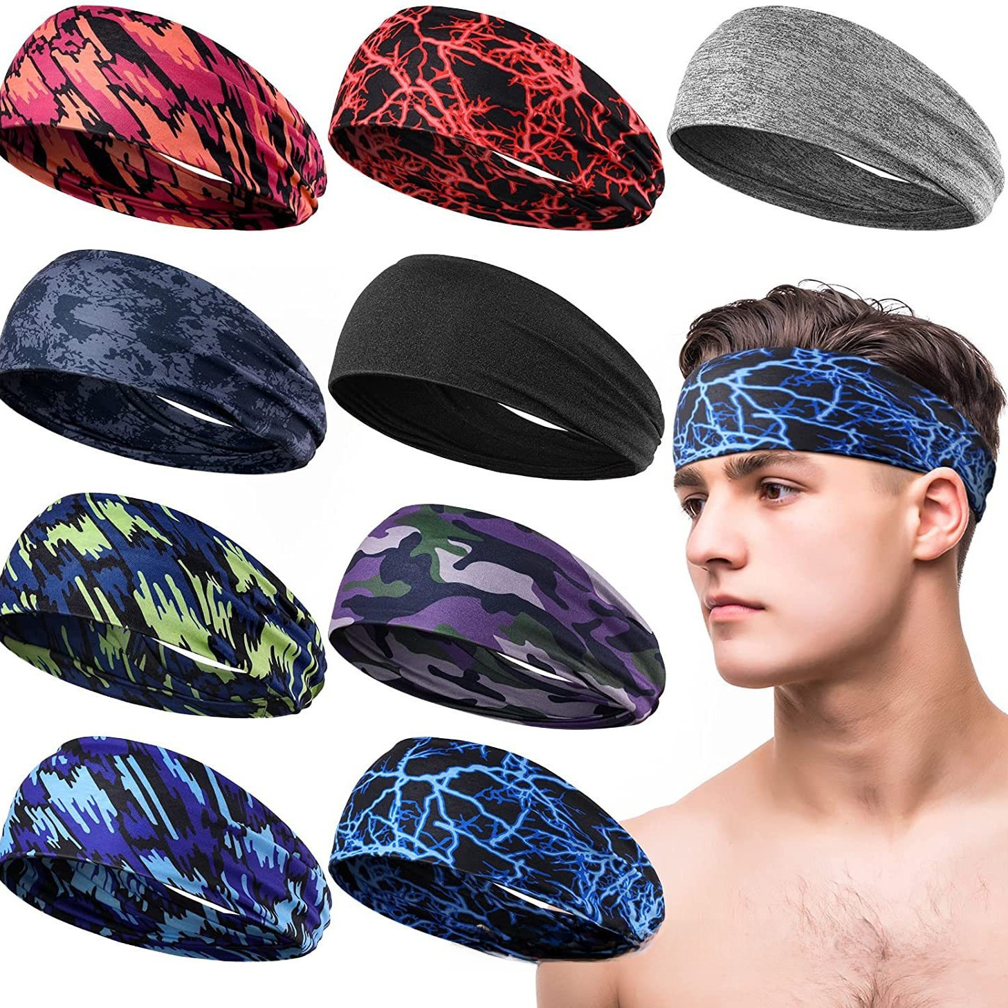 European and American Fitness Sweat Guide Antiperspirant Band Running Headband Sports Sweat Absorbing Headscarf Headband Headband Women's Headwear Anti-Sweat