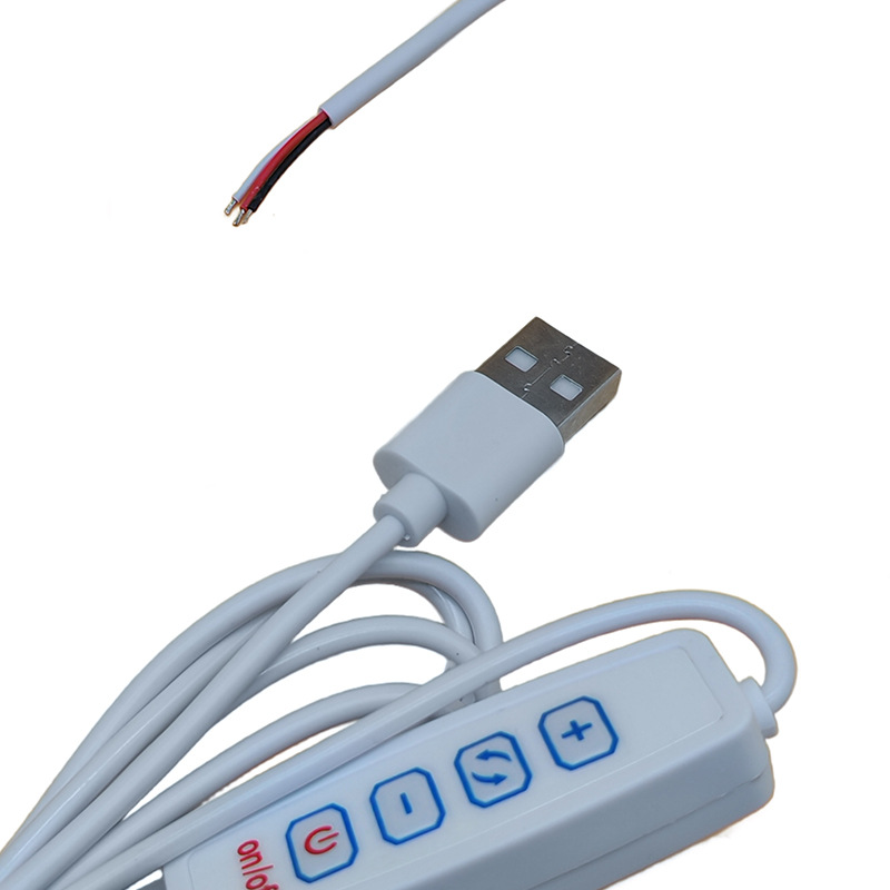 5V Switch Cable USB Desk Lamp Three-Color Night Light Led Live Broadcast Light Four-Key Dimming Switch Cable Control Power Cord