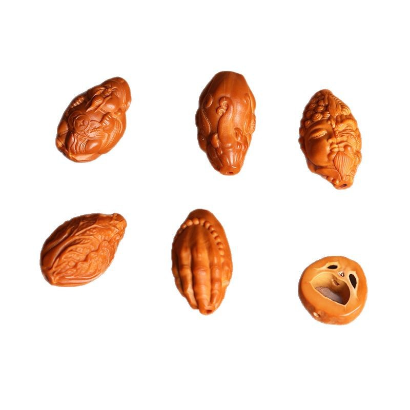 Olive Nuclear Carving God of Wealth Bracelet Embarrassed Face DIY Accessories Pixiu Bracelet Wen Play Pendant Jewelry Buddha Beads Scattered Beads