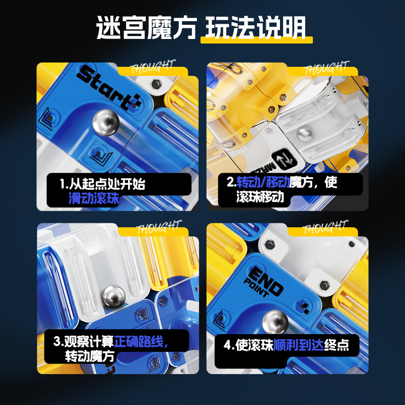 Cross-Border 3D Ball Maze Puzzle Cube Parent-Child Battle Children's Logical Thinking Training Stress-Relief Toy