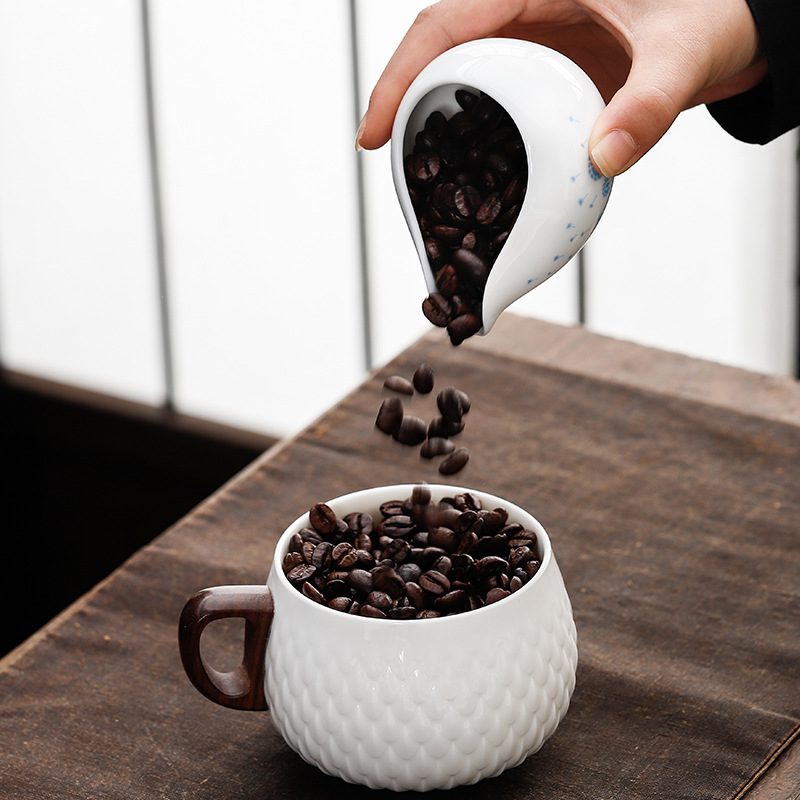 Dehua Ceramic Coffee Bean Metering Tray Teaspoon Milk Pot Tea Weighing Tray Milk Pot Tea Box Tea Dispencer Tea Ceremony Accessories