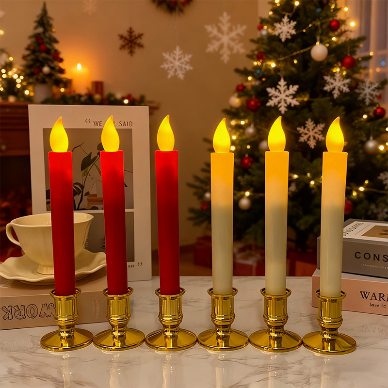 Led Long Pole Digital Smokeless Candle Light Artificial Flame Candle Atmosphere Ornaments