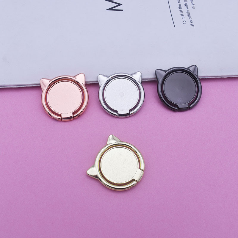 Full Diamond Love Metal mobile phone groove ring buckle little devil cat empty embryo for diy round ring bracket