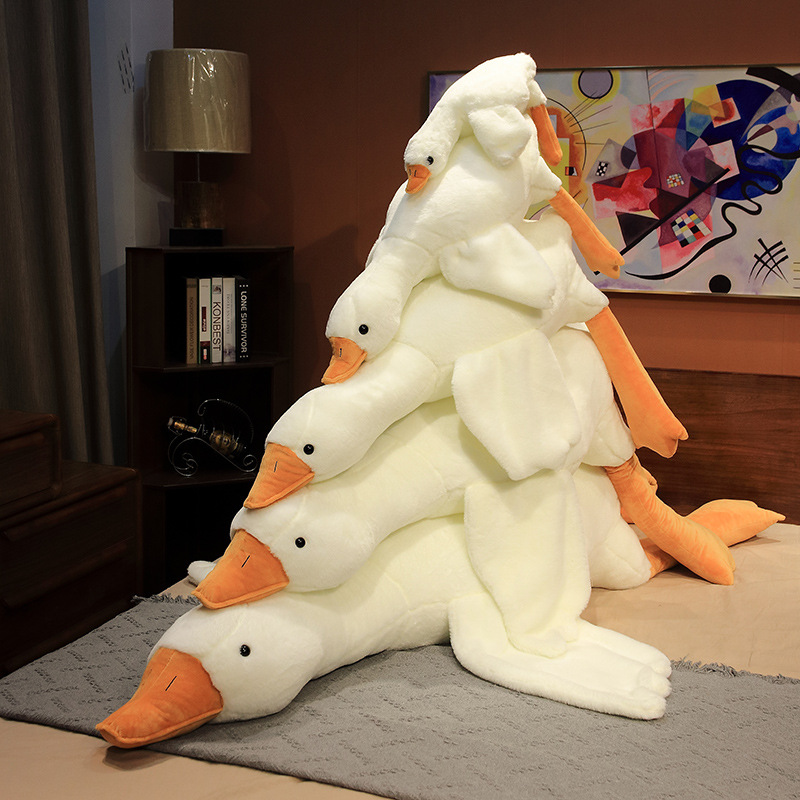 Factory Direct Sales Big Goose Wholesale Doll Doll Pillow Plush Toy Doll Sleeping on the Bed Big White Goose