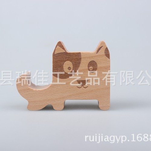 Beech wooden mobile phone holder creative mobile phone holder lettering gift lazy tablet holder base pony
