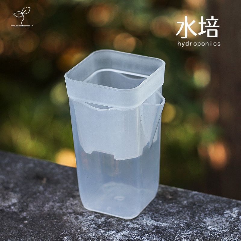 Утолщенный полупрозрачный гидропонный низкий квадратный горшок для растений, белая мерная чаша, линия всасывания, маленький квадратный горшок
