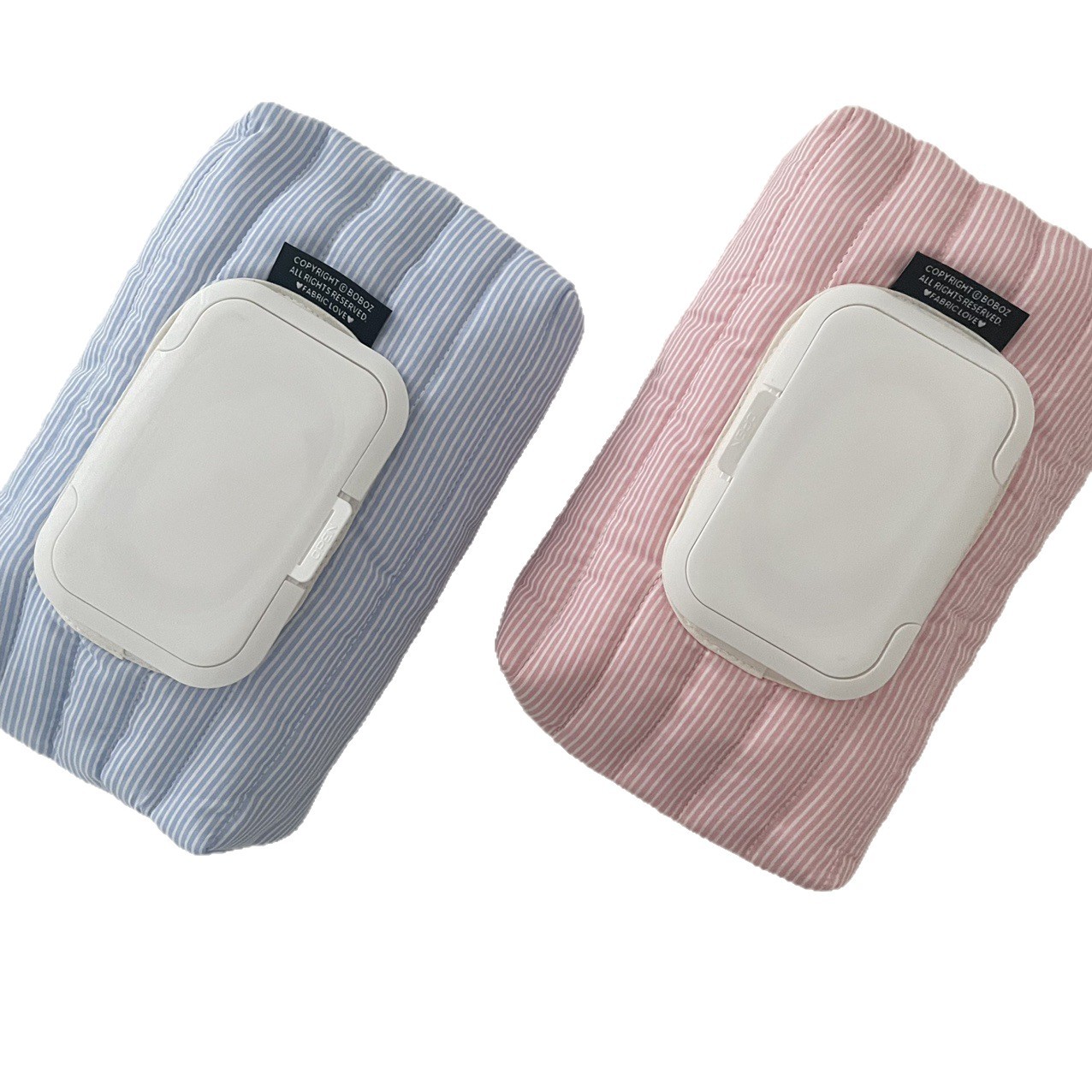 Ins New Quilted Multicolor Striped Fabric Wipes Bag Portable Flip-on Removable Car Tissue Bag Storage