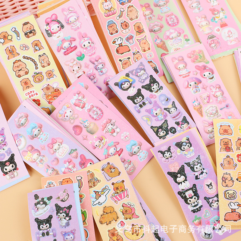 Sanrio Goka Stickers Cute Laser Film Stickers Kabibala Children's Creative DIY Stickers Cartoon Kulomi