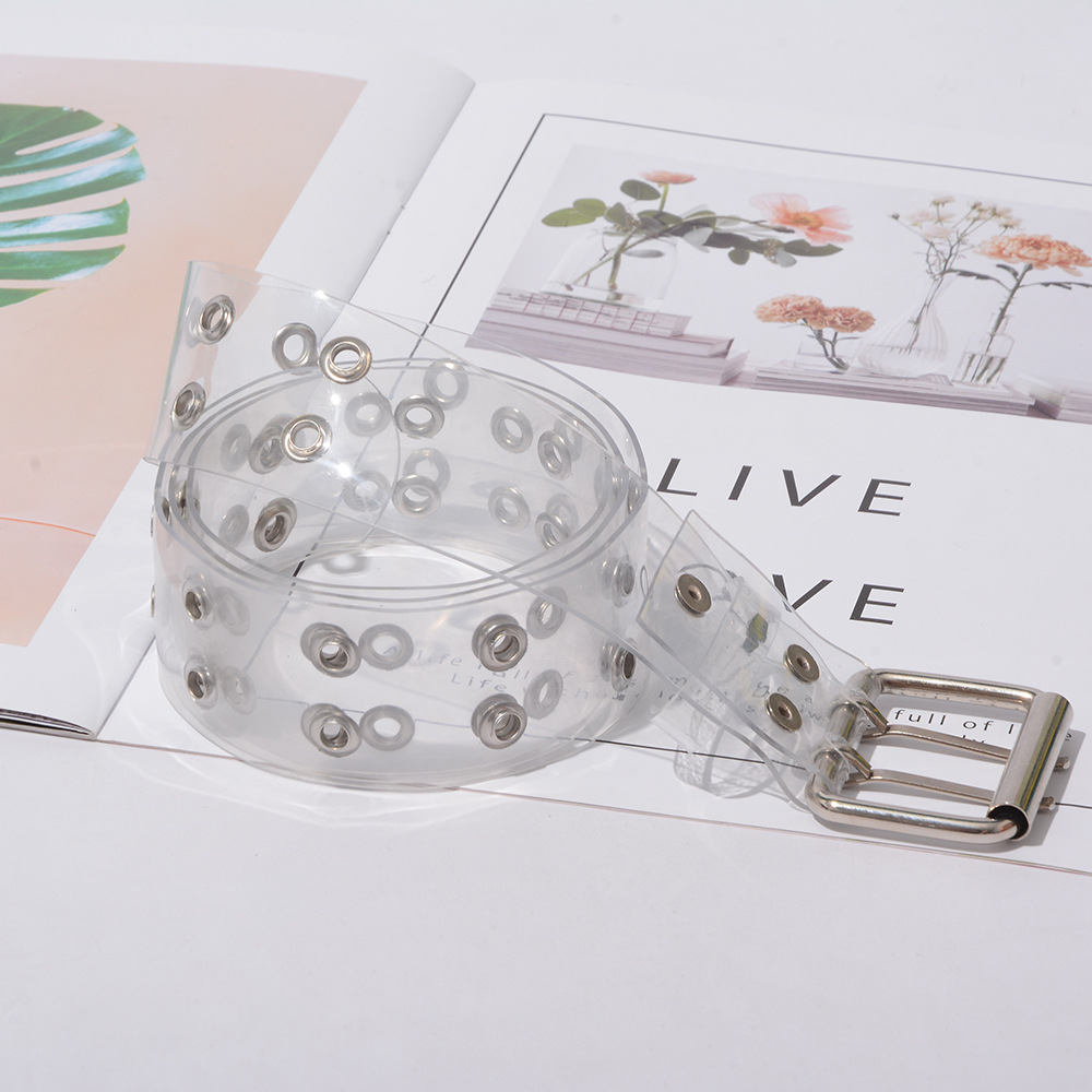 Новый прозрачный цветной панк стиль двойной ряд воздухопроницаемый пояс для женщин ультраширокий слимминг джинсовая юбка пояс