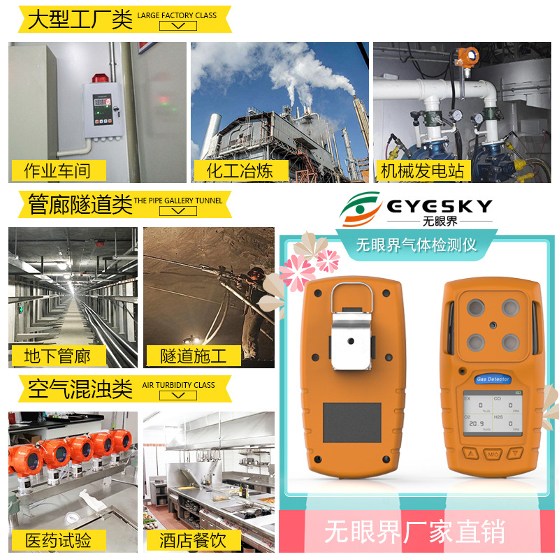 Eyeless Toxic and Harmful Gas Detection Portable Four-In-One Multi-Parameter Gas Detector