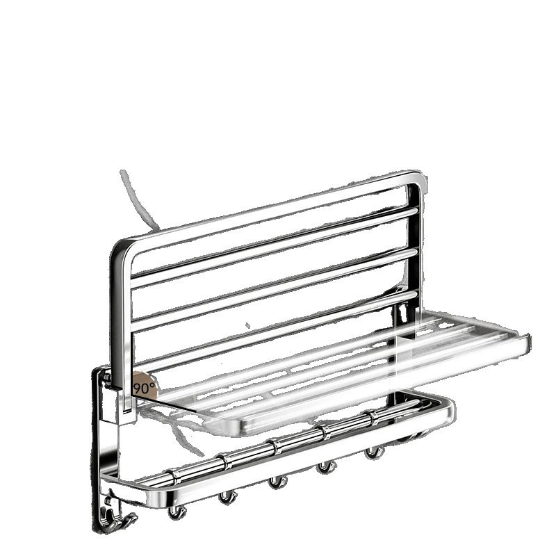 304 Stainless Steel Foldableing Towel Rack Punch-Free Bath Towel Rack Bathroom Bathroom Rack Toilet Storage Rack Hanger Factory