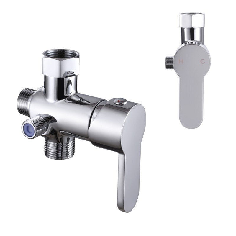 Cross-Border American Standard Bidet 7/8 Hot and Cold Water Quick-Open Diverter Copper Core Copper Body T-Type Adapter Mixing Diverter