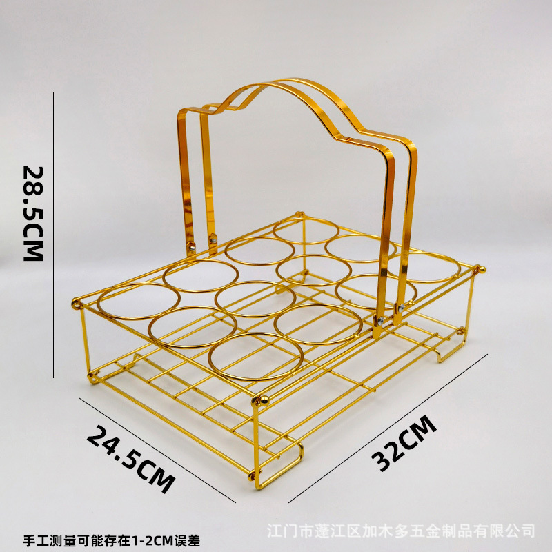 Wrought Iron Beer Rack Beer Basket Hotel Ktv Bar Carrying Rack Foldable 6-Hole 12-Hole Beverage Carrying Basket with Handle