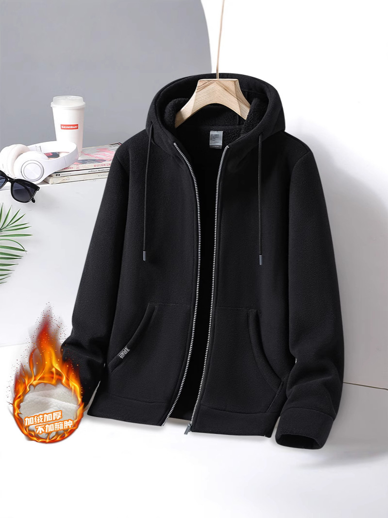 Autumn and winter warm fleece-lined fleece coat lovers zipper running training sports foreign trade cross-border special coat