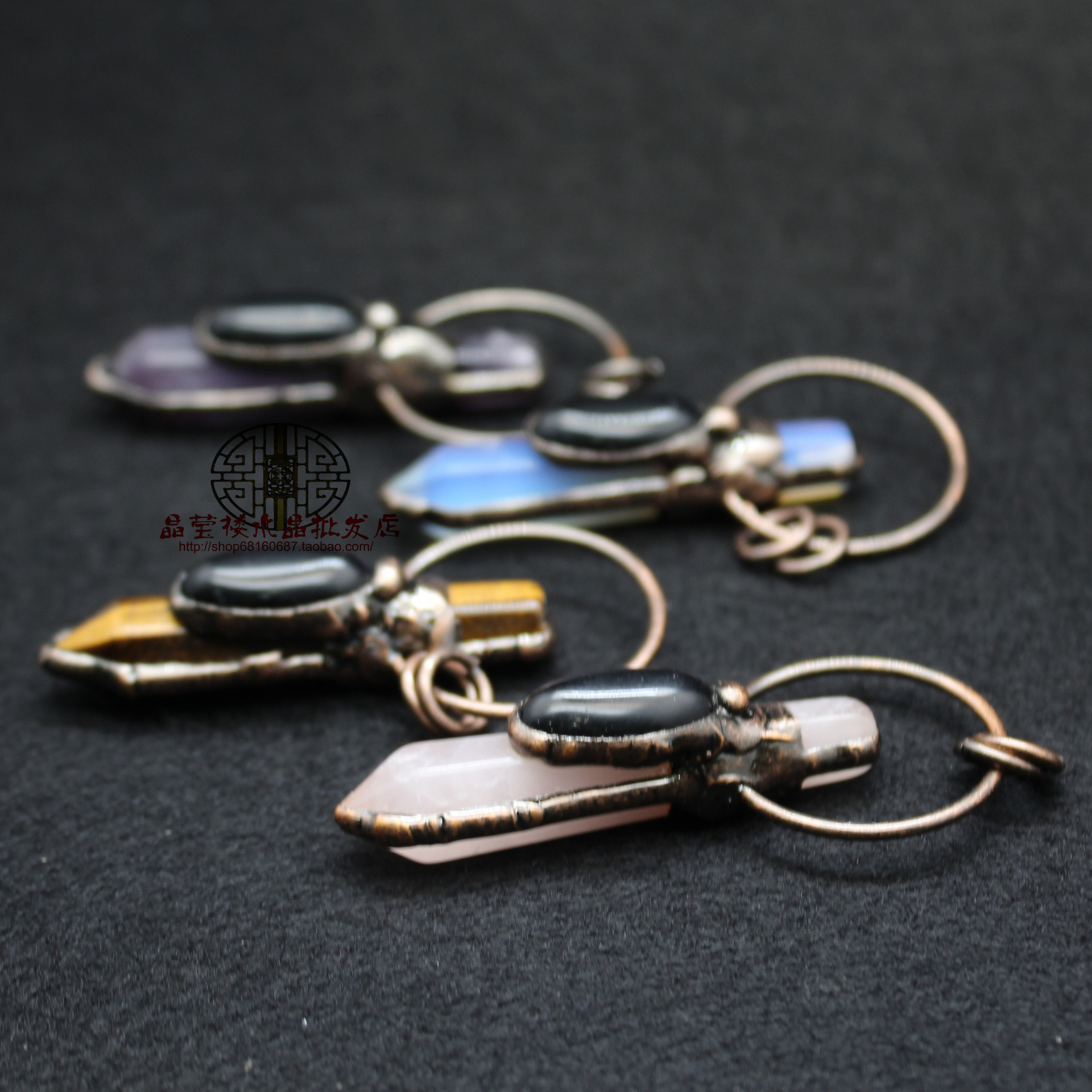 Foreign Trade Jewelry Hexagonal Column Opal Retro Pendant Artifact O-Shaped Necklace Aliexpress Jewelry Supply