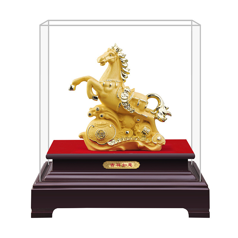 Velvet Sand Gold Horse Ornaments to Attract Wealth and Achieve Success, Living Room Wine Cabinet Crafts, Office Desktop Decoration, Housewarming Insurance