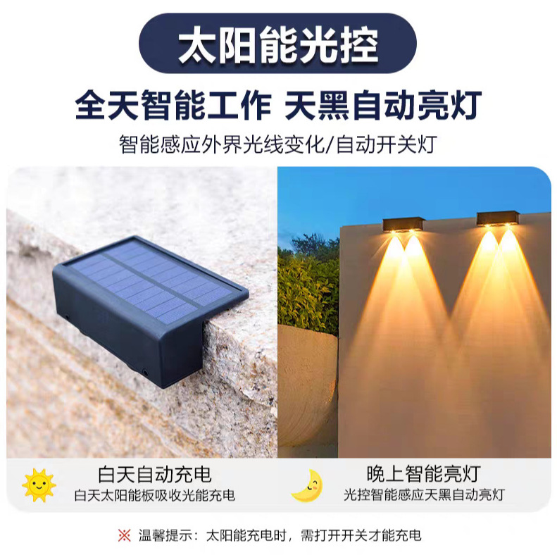 Solar Outdoor Wall Lamp Courtyard Decorative Wall Lamp Automatically Lights up at Night Fence Wall Washer Lamp Atmosphere Colorful Lamp Night Light