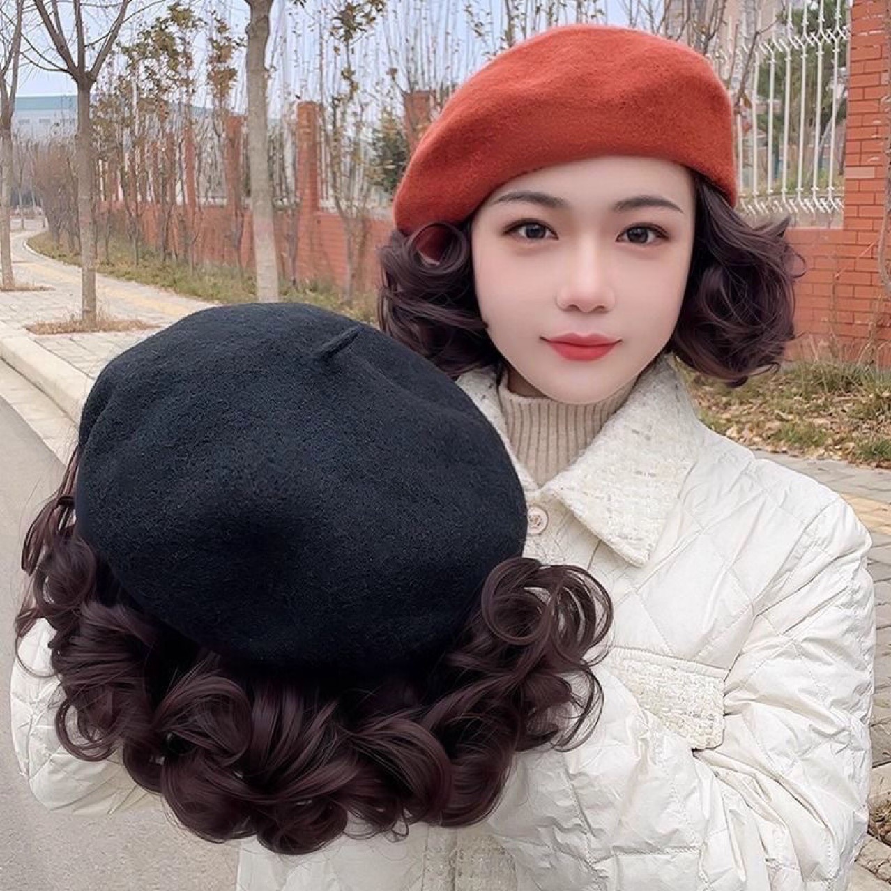 Шляпа-парик для женщин с короткими кудрявыми волосами, полное головное покрытие, модный осенне-зимний берет, однослойное головное покрытие для матерей