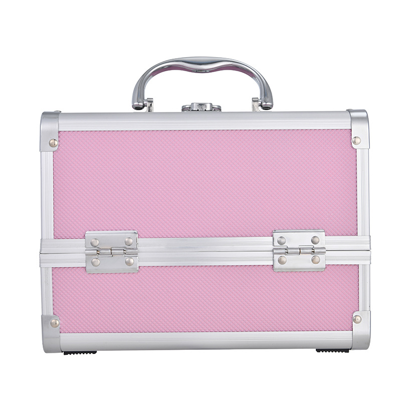 Cosmetic Case Portable Aluminum Alloy Storage Case Large Capacity with Mirror Professional Makeup Follower Portable Multi-layer Small Toolbox