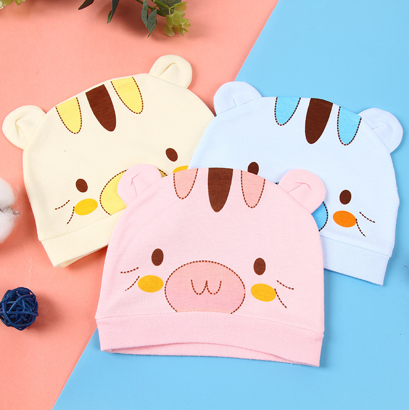 Spring and Summer Newborn Single-Layer Fetal Cap Binaural 0-3 Months Infant Soft Confinement Cap New Baby Windproof Cap