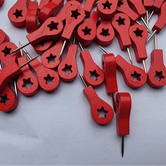 Factory discount wooden pushpin red landmark pushpin creative office pushpin cork board Photo Wall pushpin