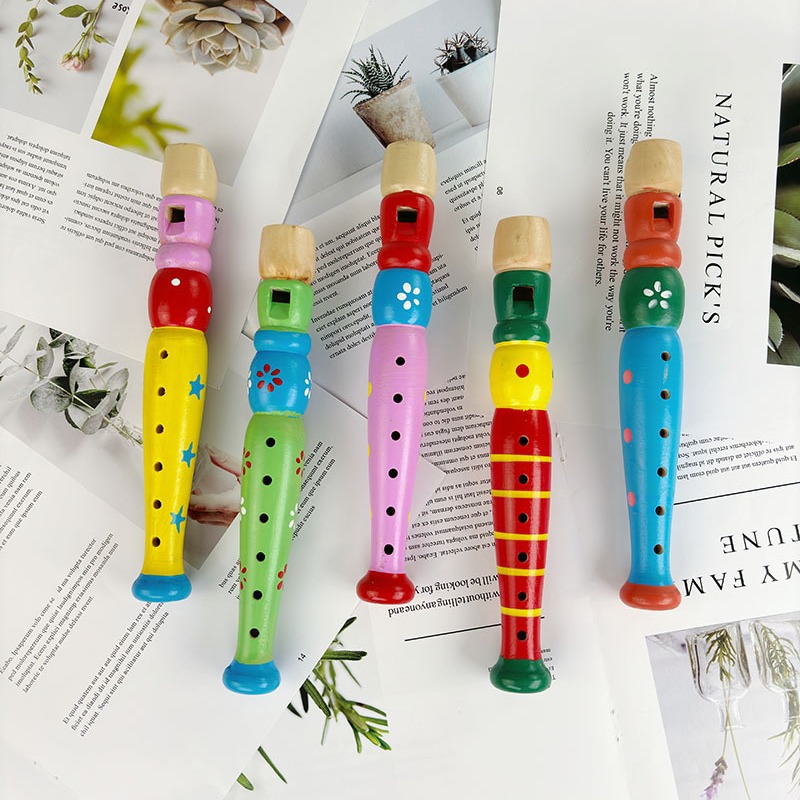 Children's Six-Hole Wooden Recorder Wooden Flute Kindergarten Early Education Music Enlightenment Children's Intellectual Development Toys