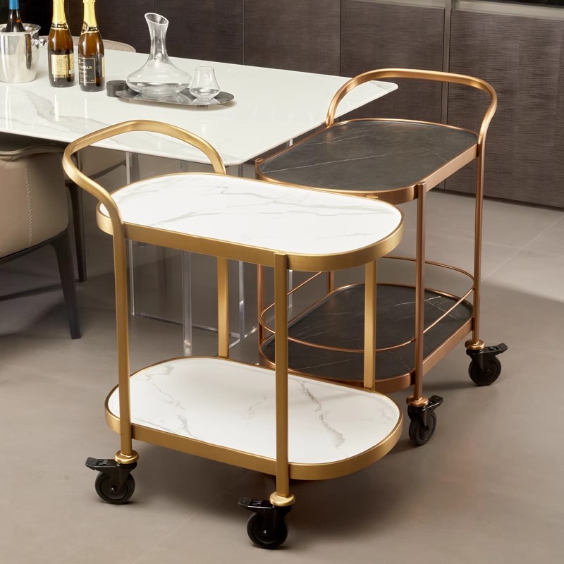 Cake Cart Luxury Large Trolley Hotel Restaurant Beverage Cart Service Cart Snack Cart Two-Story Multi-Functional Cart