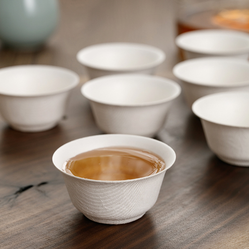 Disposable Kung Fu Tea Cup, High-End Sugar Cane Pulp, Food-Grade Hospitality Tea Cup, Small Odorless Tasting Cup, Thickeneded