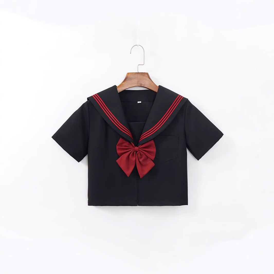 Factory-issued jk uniform red three sailor suit jk school dress genuine suit Japanese college style pleated skirt