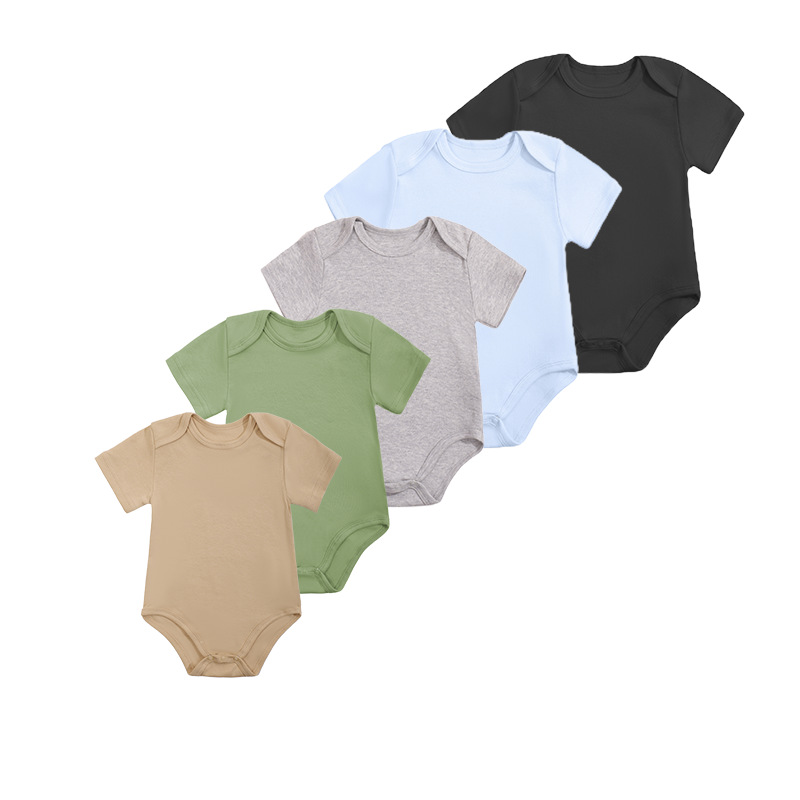 Cross-border Baby Short-sleeved Triangle conjoined Hatshirt Newborn Cotton Solid Color Short-sleeved Hatshirt Bag Fart Clothes Climbing Wear Summer Class A