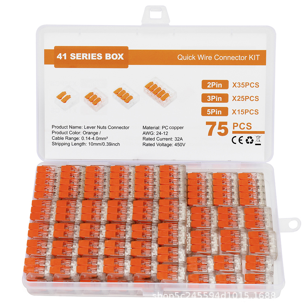 Кросс-бордерный быстрораспродающийся терминальный блок Pct прозрачный разъем с нажимом, 75 штук в упаковке