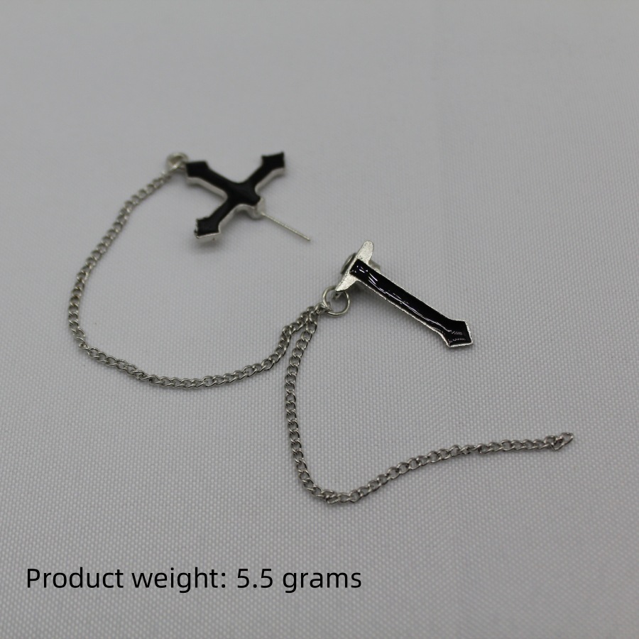 European and American cross-border jewelry personalized fashion punk black cross pendant all-match earrings