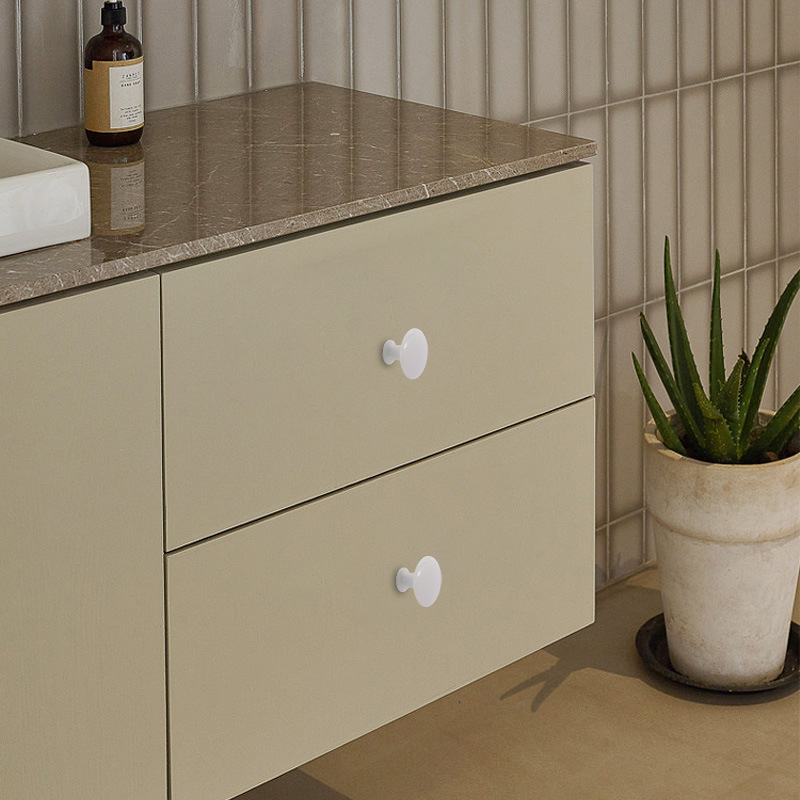 Stainless Steel Single Hole Handle Black Cabinet Shoe Cabinet Mushroom Handle White Simple Drawer Round Furniture Door Handle