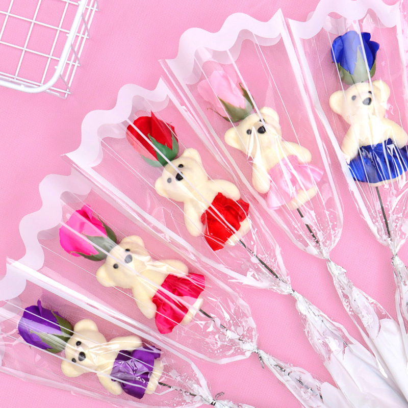 Кросс-браундер новый одиночный мыльный цветок медведя для женского дня, маленький подарок с розовым цветком для мамы на день Святого Валентина, учителя