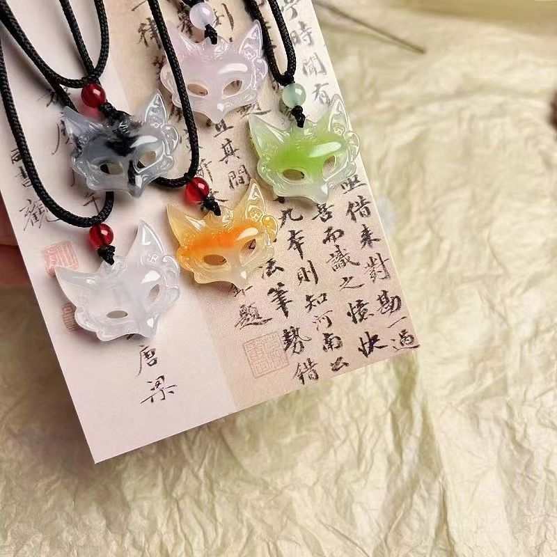 New Fox Mask Necklace Chinese Style Aesthetic Pendant Guardian Fox Necklace for Men and Women Woven Couple Best Friend Gift