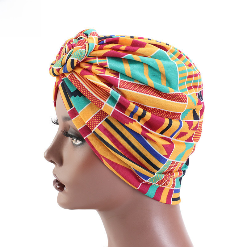 European and American Popular Bohemian Vortex Flower Turban Hat Ethnic Style Knotted Hat Retro Fashion Hat