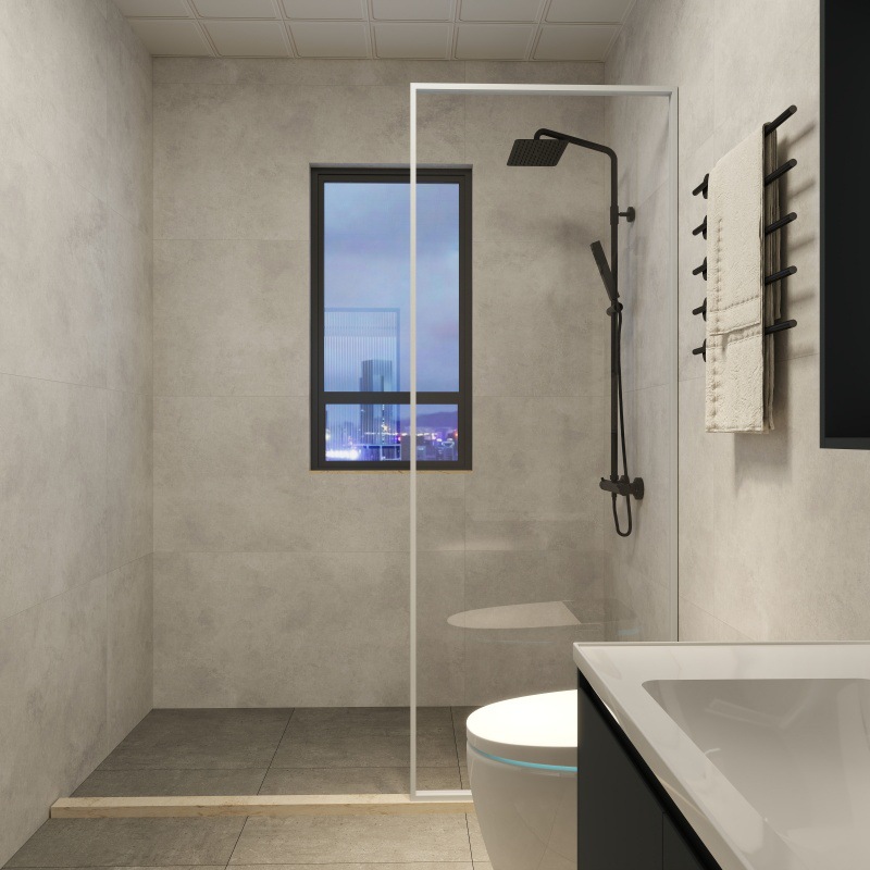 Extremely Narrow Aluminum Alloy Changhong Glass Partition Shower Room Dry and Wet Separation Half Wall Bathroom Bathroom Screen Bath Screen