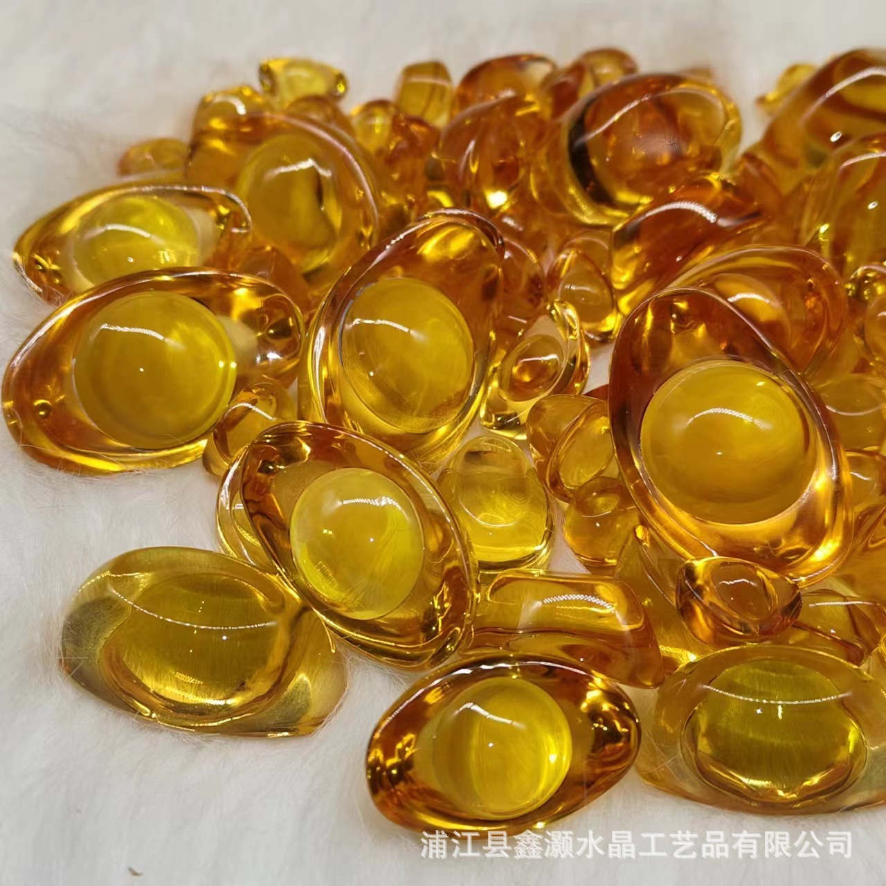 Wholesale Chinese-Style Yellow Crystal Small Ingot Glass Ornaments, Colorful Gold Ingot Crystal Decorative Crafts, Crystal Stones