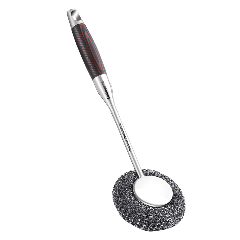 Pot Cleaning Tool 316 Stainless Steel Kitchen Cleaning Brush Long Handle Pot Brush Does Not Damage the Pot and Does Not Shed Steel Wool