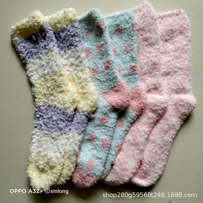 Новые носки из кораллового флиса для женщин, полусторонние флисовые теплые носки, напольные носки, носки для сна, утолщенные носки