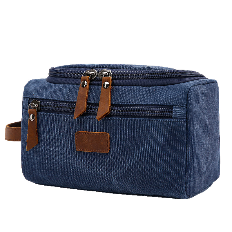 Source Factory Large Capacity Multifunctional Cosmetic Bag Polyester Cosmetic Bag Men's and Women's Toiletry Bag Leather Zipper Cosmetic Bag