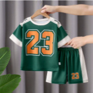Girls' Summer Sports Suit 2025 New Summer Clothing for Older Children, Girls' Shorts, Sports Wide T-Shirt, Short Sleeves