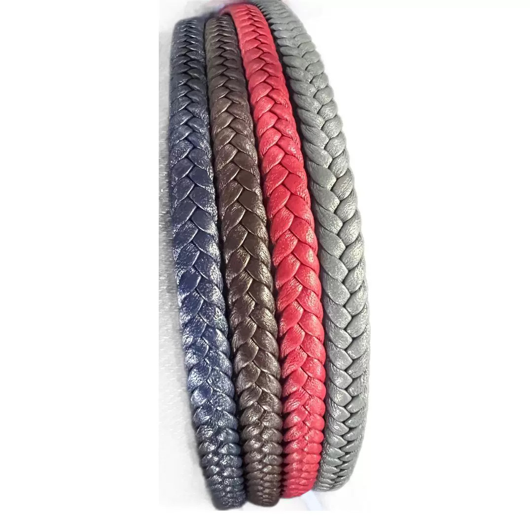 8×5mm Colorful Braided Genuine Leather Bracelet Accessories Round Leather Rope Necklace Bracelet Jewelry Making Accessories