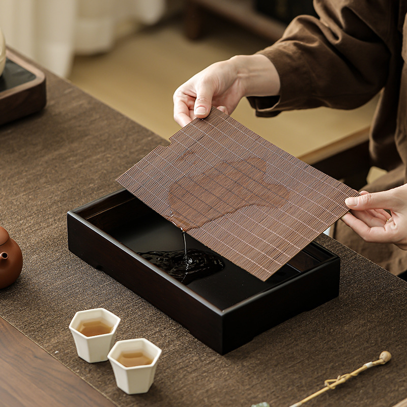 Storage Bamboo Mat Tea Tray Portable Japanese-Style Water Storage Tea Table for One Person Modern Tea Set