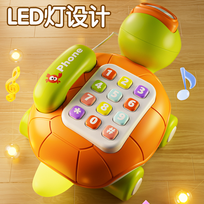 Baby Toys Infant Early Education Machine Crawling Sensor Turtle Phone Trailer 0-1-3 Years Old Boys and Girls Landline Music