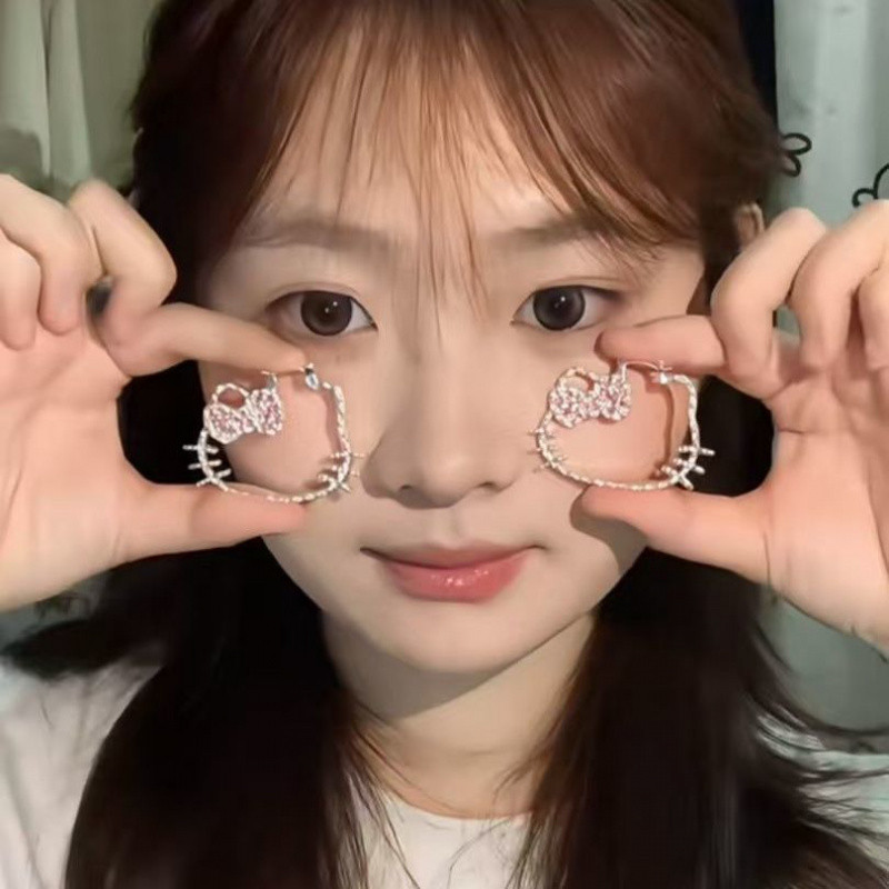 Серьги Hellokitty, Подходящие Для Лета, Усыпанные Бриллиантами, Экстравагантные Высококачественные Нишевые Серьги-Обручи