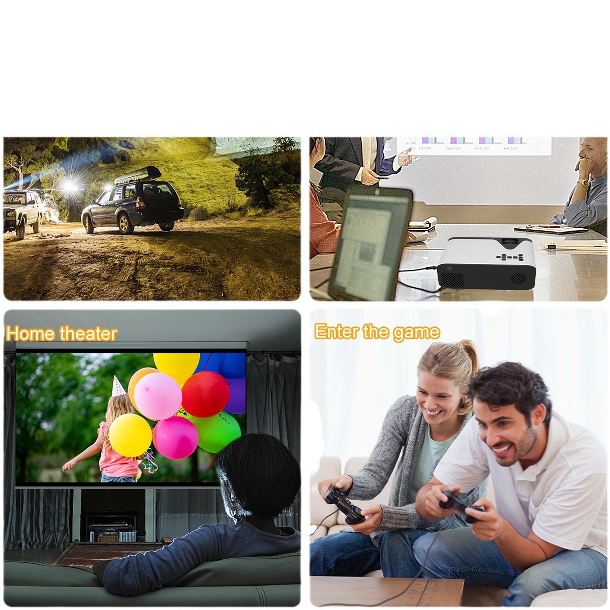 Wireless WIFi mobile phone portable projector wired same screen Home HD 720p office projector