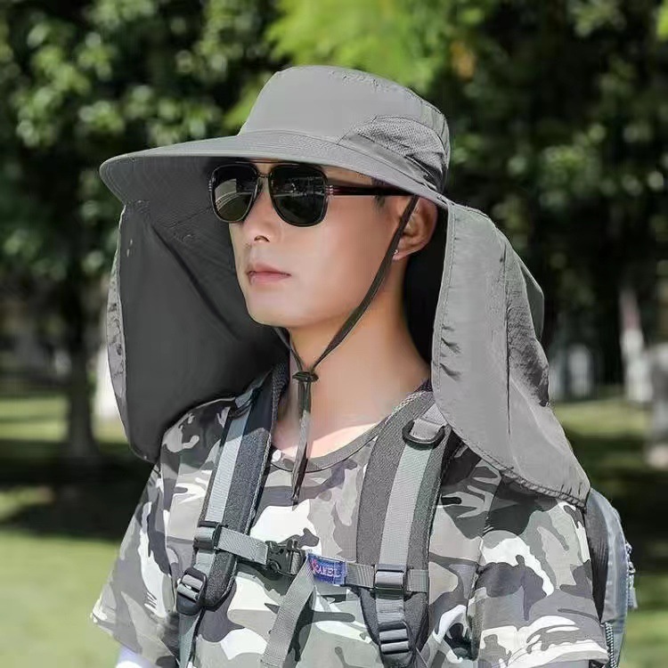 Fisherman hat with mask sun hat men's fishing hat UV protection sun hat summer cover face neck protection big brim sun protection